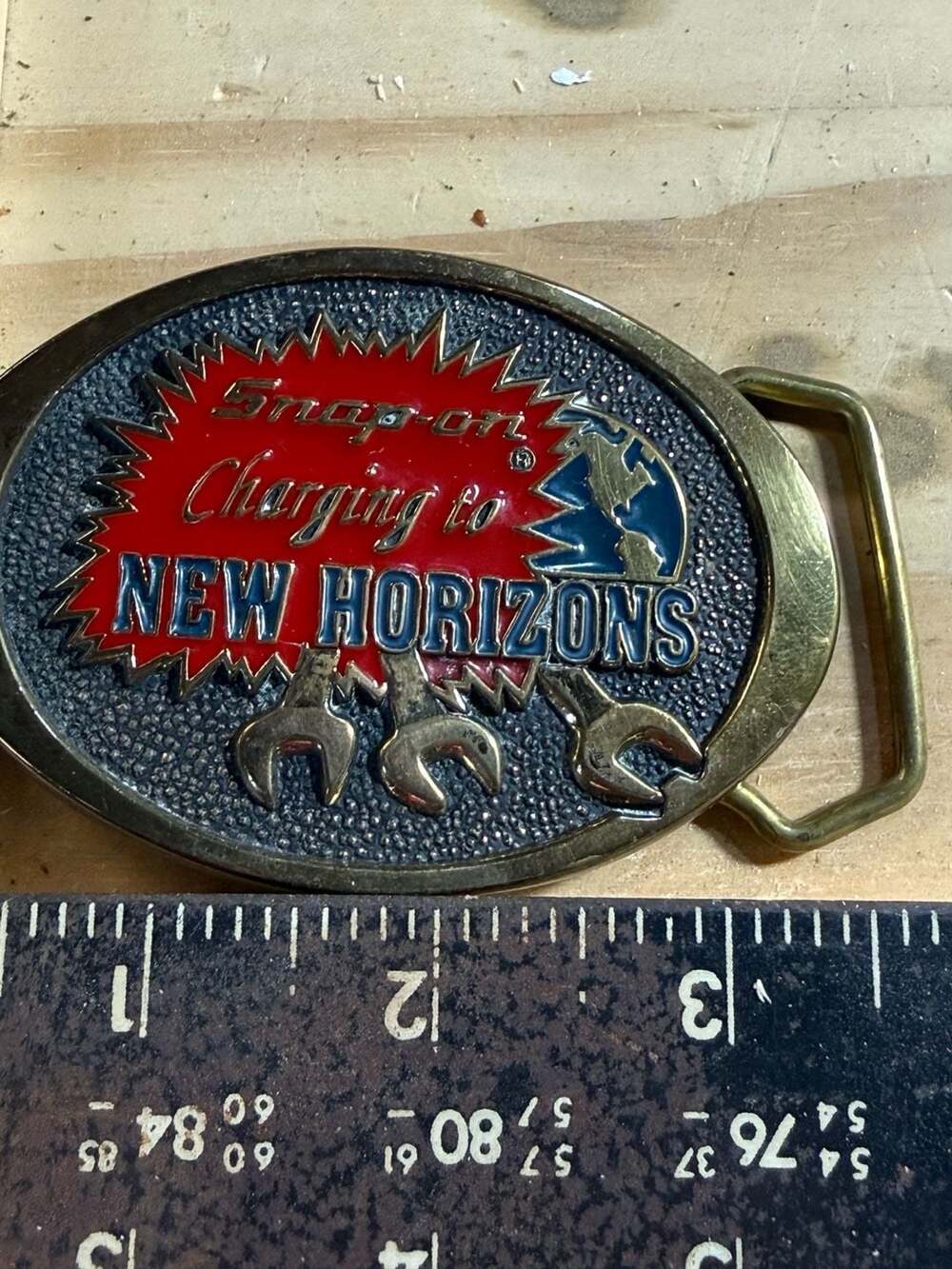 Vintage Snap on Belt Buckle Heavy Brass Good Condition - Canada, CA